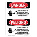 Signmission OSHA Sign, Electrical Panel Keep Clear Bilingual, 18in X 12in Alum, 12" W, 18" L, Spanish OS-DS-A-1218-VS-1030